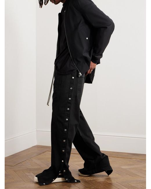 Rick Owens Black Pusher Cotton-twill Drawstring Trousers for men