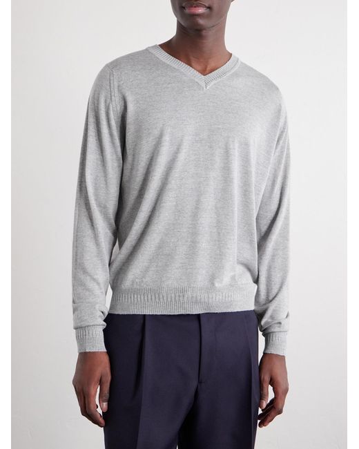 John Smedley White Bill Nighy Merino Wool Sweater for men
