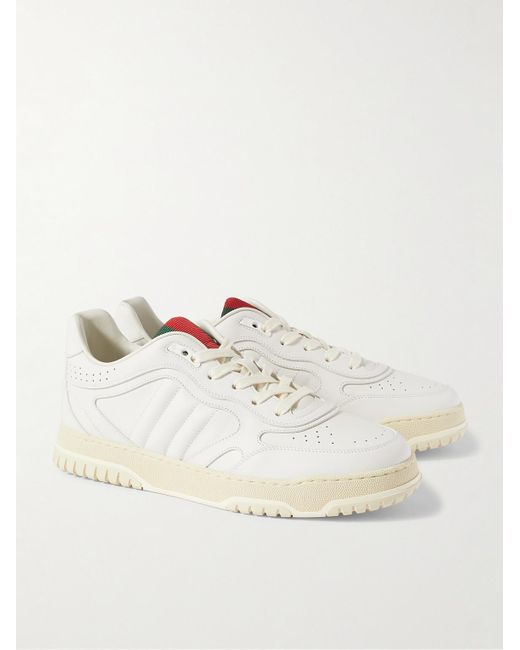 Gucci Natural Re-web Webbing-trimmed Leather Sneakers for men