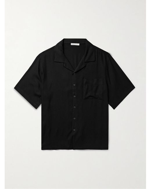 Onia Black Vacation Camp-Collar Twill Shirt for men