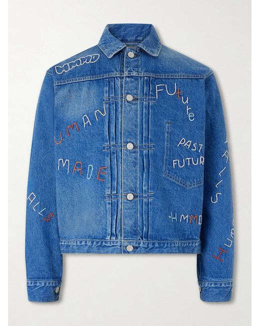 Human Made Blue Embroidered Denim Jacket for men