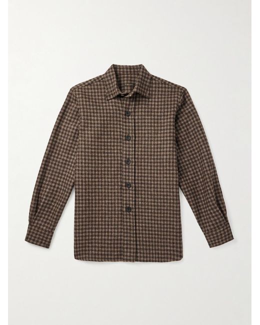 Rubinacci Brown Checked Wool Shirt for men