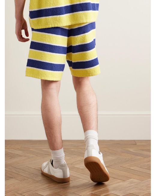 Marni Gerade geschnittene gestreifte Shorts aus Frottee aus einer Baumwollmischung mit Logoapplikation in Yellow für Herren