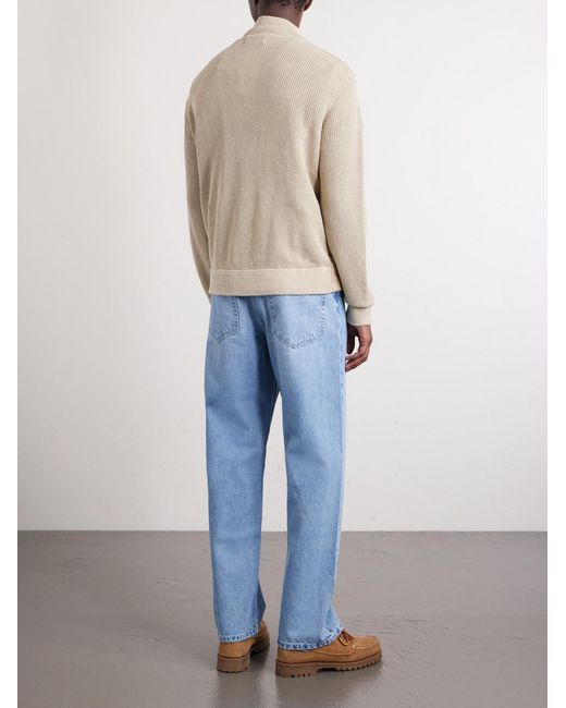 Polo Ralph Lauren Natural Logo-Appliquéd Quilted Linen Zip-Up Sweater for men