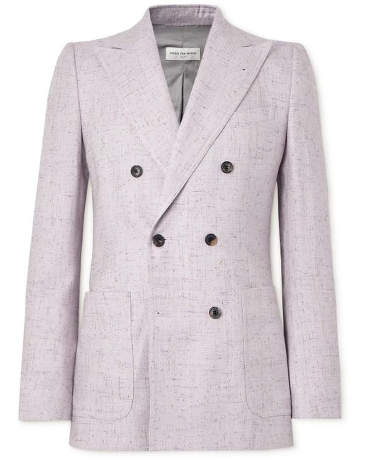 Dries Van Noten Purple Bruce Slim-fit Double-breasted Tweed Suit Jacket for men