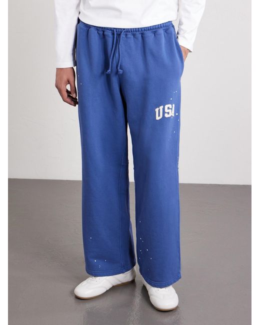 CHERRY LA Blue Usa Parachute Appliquéd Cotton Sweatpants for men