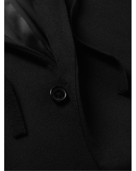 Loewe Black Wool-blend Jersey-trimmed Wool And Cashmere-blend Hooded Coat for men