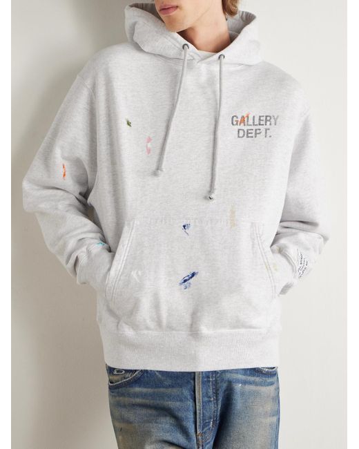 GALLERY DEPT. White Logo-Print Paint-Splattered Cotton-Jersey Hoodie for men
