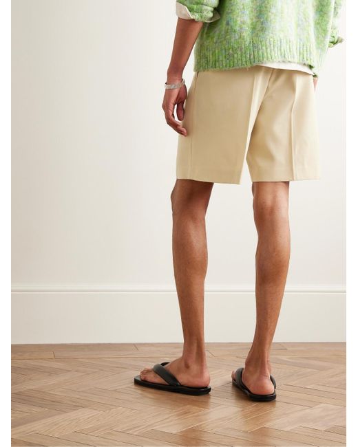 Auralee Natural Straight-leg Pleated Wool Max Gabardine Shorts for men