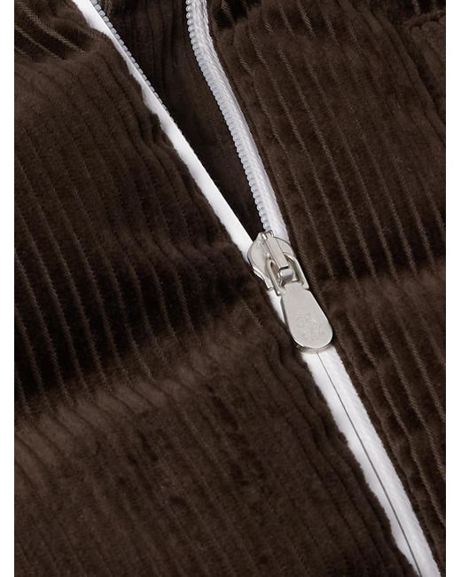 Brunello Cucinelli Black Logo-Embroidered Quilted Padded Cotton-Corduroy Hooded Down Gilet for men