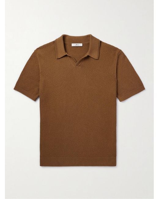 Mr P. Brown Knitted Organic Cotton Polo Shirt for men