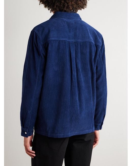 Folk Blue Cotton-Corduroy Overshirt for men