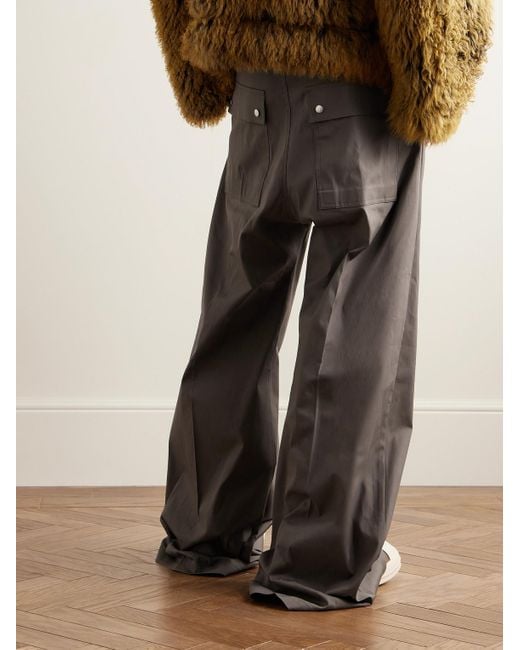 Rick Owens Gray Bea Wide-leg Organic Cotton-blend Poplin Drawstring Trousers for men