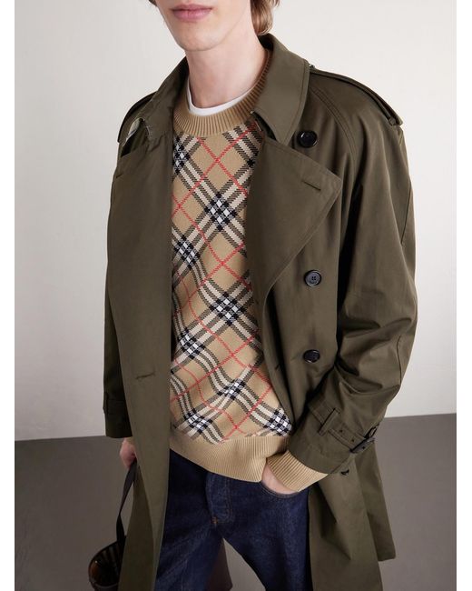 Burberry Natural Checked Cotton-blend Sweater for men