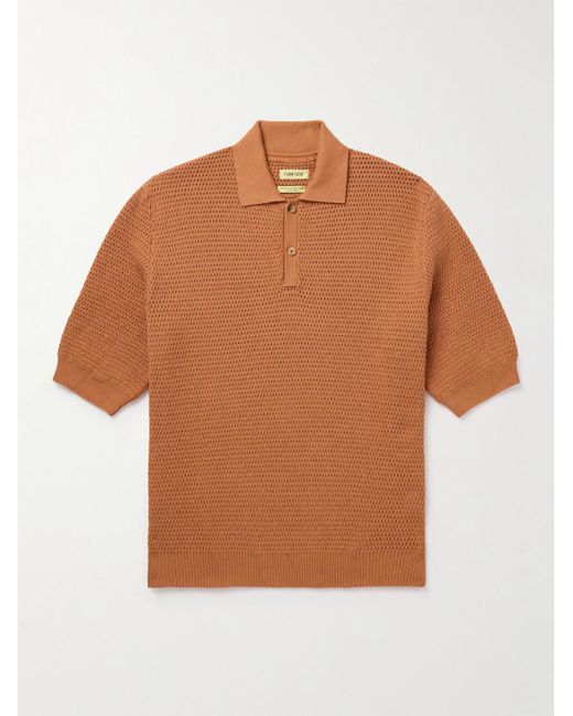 De Bonne Facture Brown Honeycomb Organic Cotton Polo Shirt for men