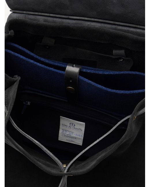 Bleu De Chauffe Black Zibeline Suede And Full-Grain Leather Backpack for men