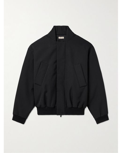 Fear Of God Black Padded Virgin Wool And Cotton-blend Twill Bomber Jacket for men