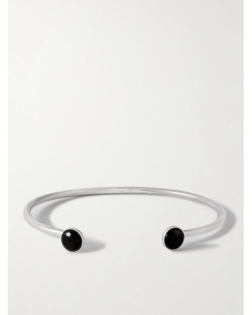 Mikia Natural Sterling Silver Obsidian Cuff for men