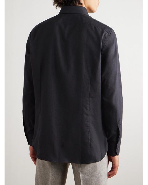 Thom Sweeney Blue Slim-Fit Cotton-Twill Shirt for men