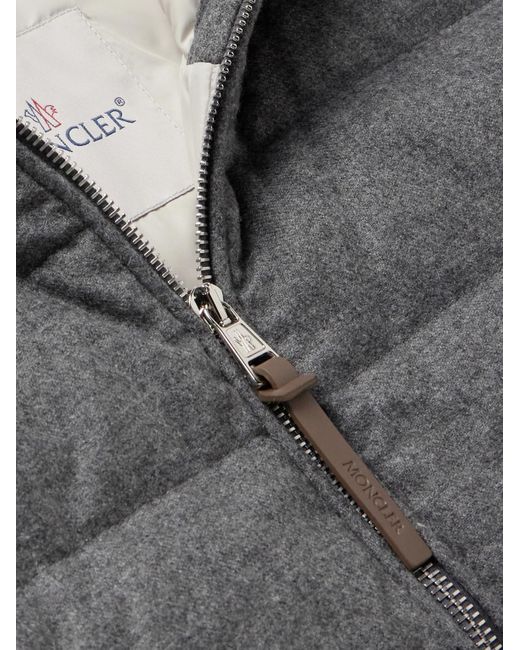 Moncler Gray Redessau Logo-appliquéd Quilted Flannel Hooded Down Jacket for men