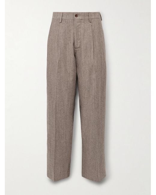 NN07 Gray Justin 10001 Straight-Leg Herringbone Wool And Cotton-Blend Suit Trousers for men