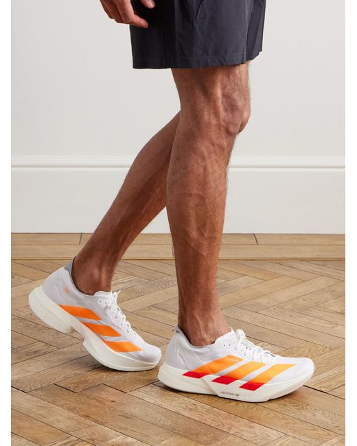 Adidas Originals Orange Adizero Adios Pro 4 Rubber-Trimmed Ripstop Running Sneakers for men