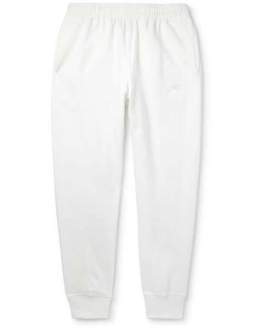 Nike White Sportswear Club Slim-fit Logo-embroidered Cotton-blend Jersey Sweatpants for men