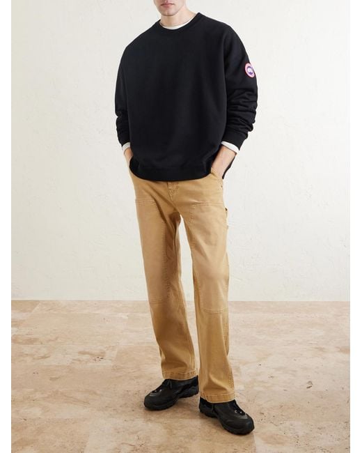 Canada Goose Blue Rove Logo-Embroidered Cotton-Jersey Sweater for men