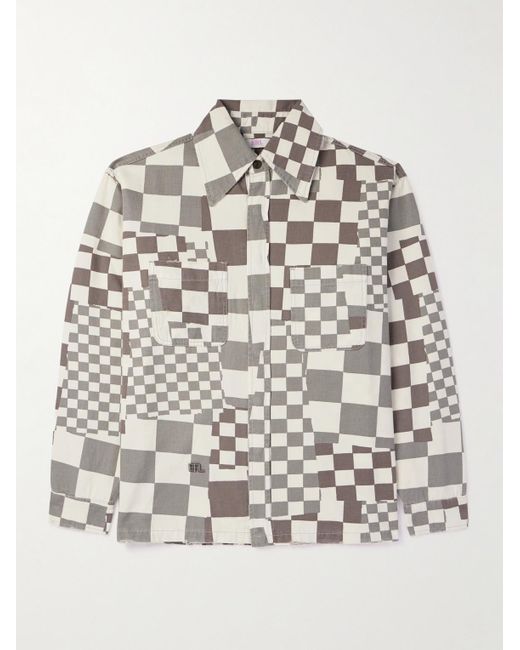 ERL Gray Checked Cotton-canvas Jacket for men