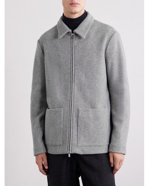 Barena Gray Cotton-Blend Felt Overshirt for men