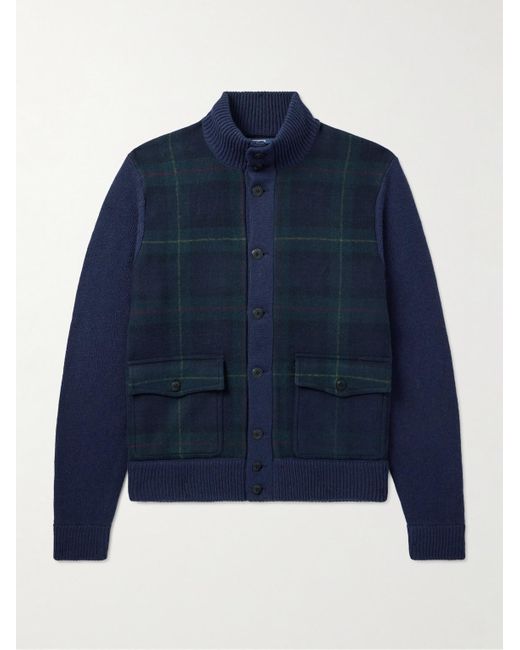 Polo Ralph Lauren Blue Wool And Checked Flannel Cardigan for men