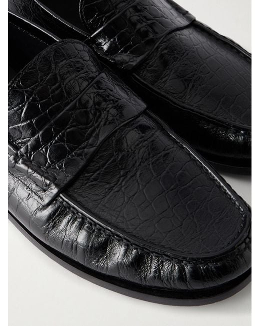 Totême  Black Croc-Effect Leather Loafers for men