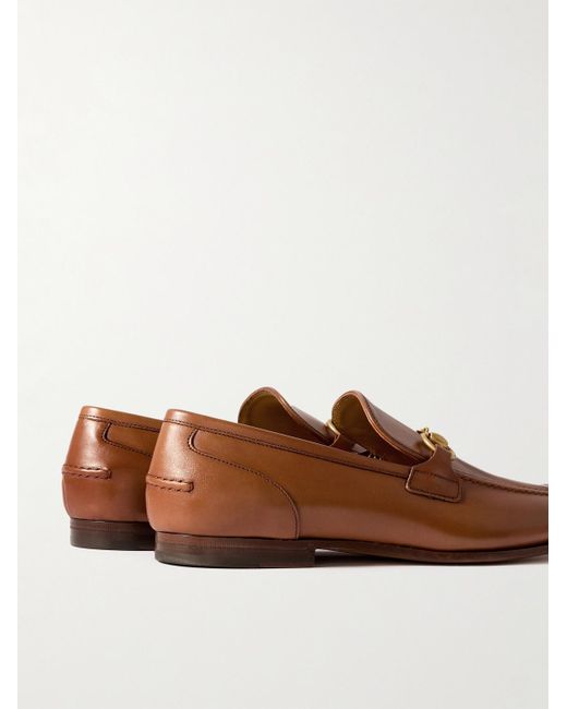 Gucci Brown Jordaan Horsebit Leather Loafers for men