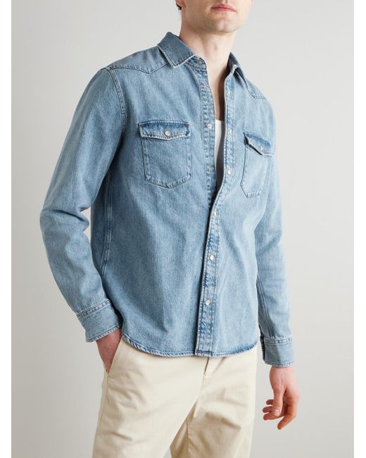 Mr P. Blue Denim Western Shirt for men