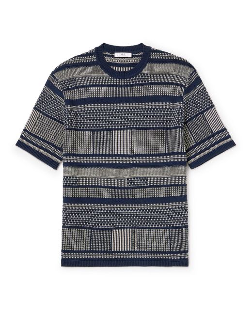 Mr P. Blue Jacquard-knit Cotton T-shirt for men