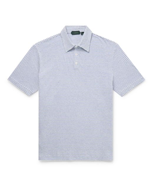 Incotex Blue Zanone Slim-fit Striped Linen And Cotton-blend Polo Shirt for men