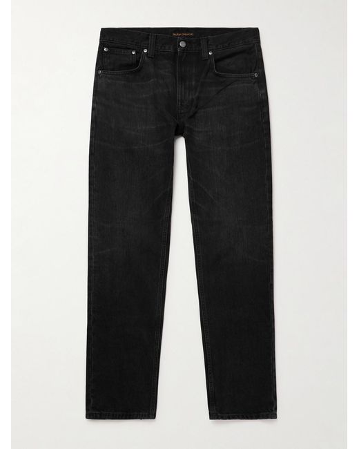 Nudie Jeans Black Gritty Jackson Slim-Fit Straight-Leg Organic Jeans for men