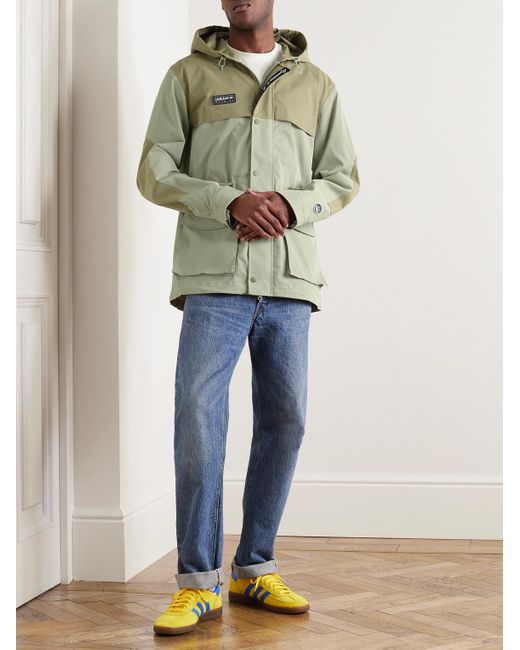Adidas Originals Green Moorfield Appliquéd Two-tone Panelled Recycled-shell Hooded Jacket for men