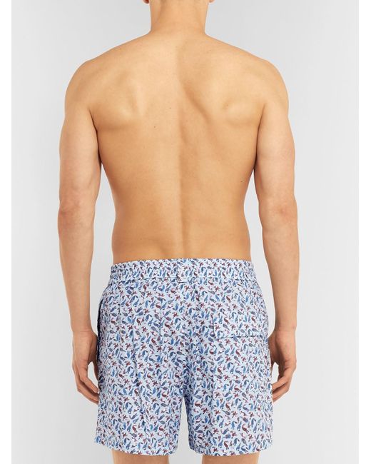 Loro Piana Blue Mid-Length Printed Cotton Swim Shorts for men