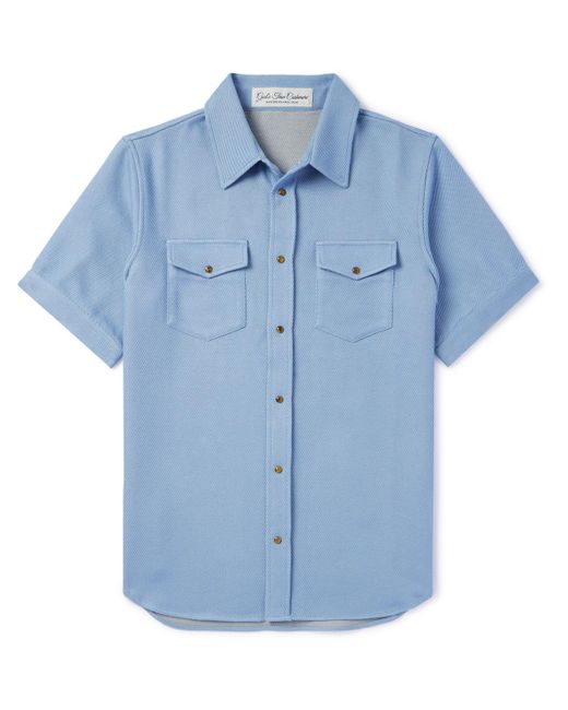 God's True Cashmere Blue Cashmere And Cotton-blend Denim Shirt for men