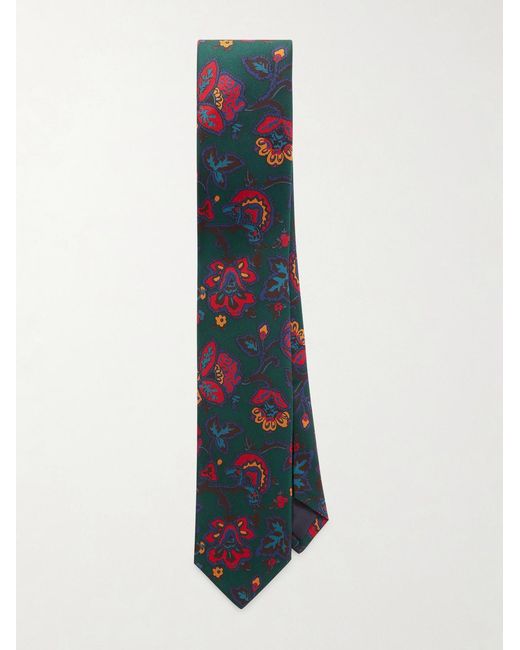 Drake's Blue Him 8cm Floral-print Silk Tie for men