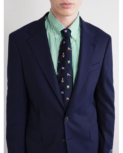 Polo Ralph Lauren Blue Pinstriped Wool-blend Suit Jacket for men