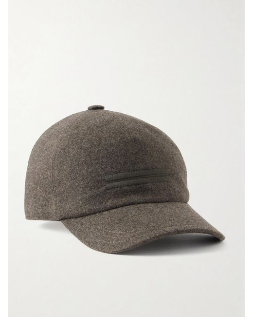 Zegna Gray Oasi Logo-Embellished Cashmere Baseball Cap for men