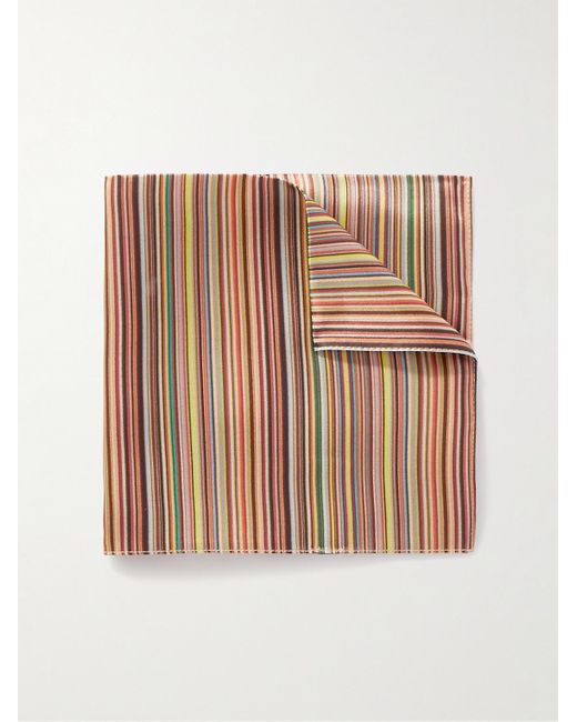 Paul Smith Red Striped Silk-jacquard Pocket Square for men