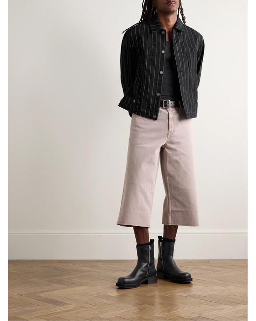MANAAKI Black Hemi Pinstriped Denim Trucker Jacket for men