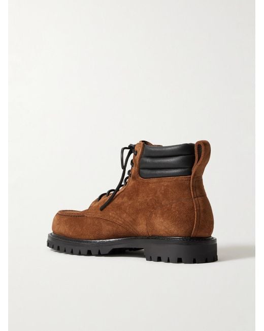 Yuketen Brown Salvia Padded Leather-Trimmed Suede Boots for men