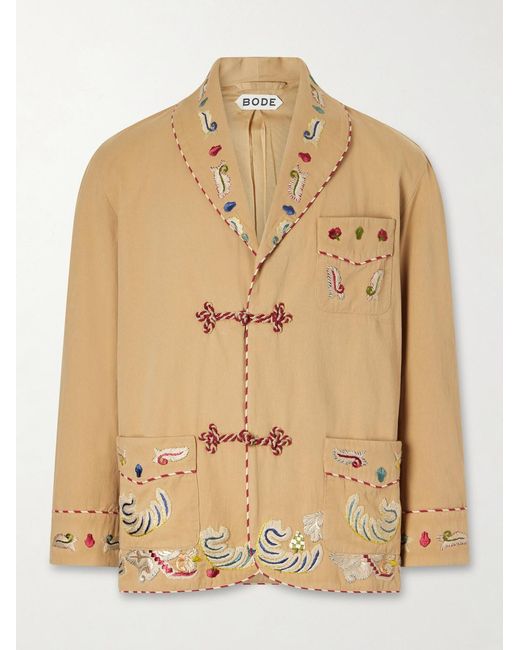 Bode Natural Embroidered Cotton-Twill Blazer for men