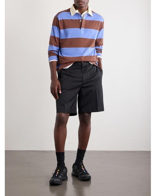 Moncler Blue Straight-Leg Gabardine Shorts for men
