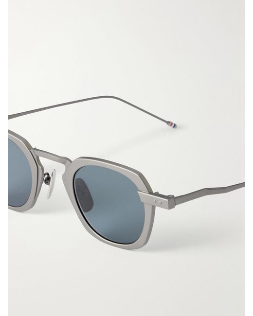 Thom Browne Blue Square-Frame-Tone Titanium Sunglasses for men