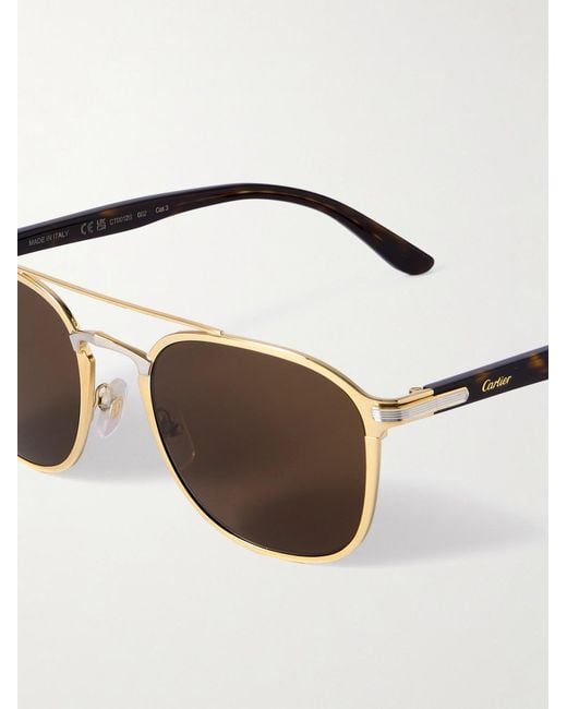 Cartier Natural Aviator-Style- And Palladium-Tone And Tortoiseshell Acetate Sunglasses for men
